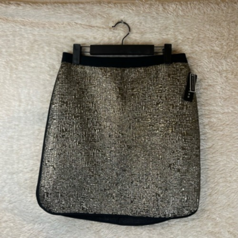 Metaphor Pencil Skirt Womens 6 Cobalt Dolphin Hem Black Textured New Metallic